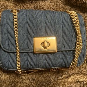 Authentic Coach Denim Quilted Crossbody